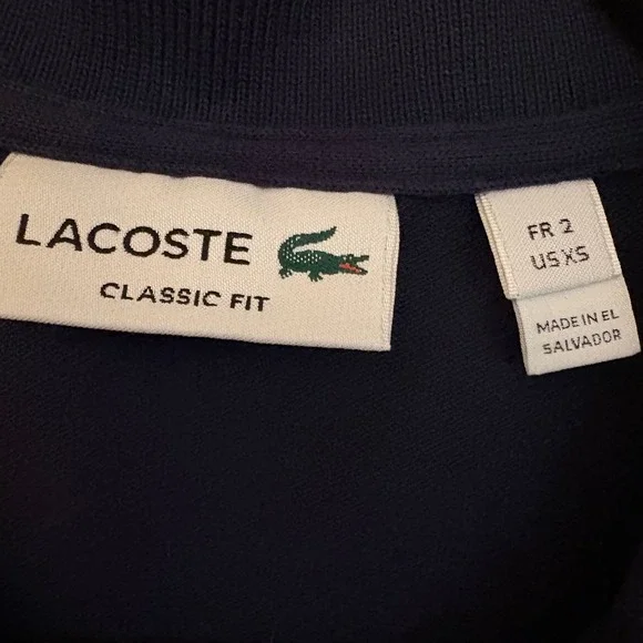 Lacoste Mens Classic Fit Long Sleeve Pique Polo Shirt Navy Blue FR 2 US XS - Picture 3 of 6